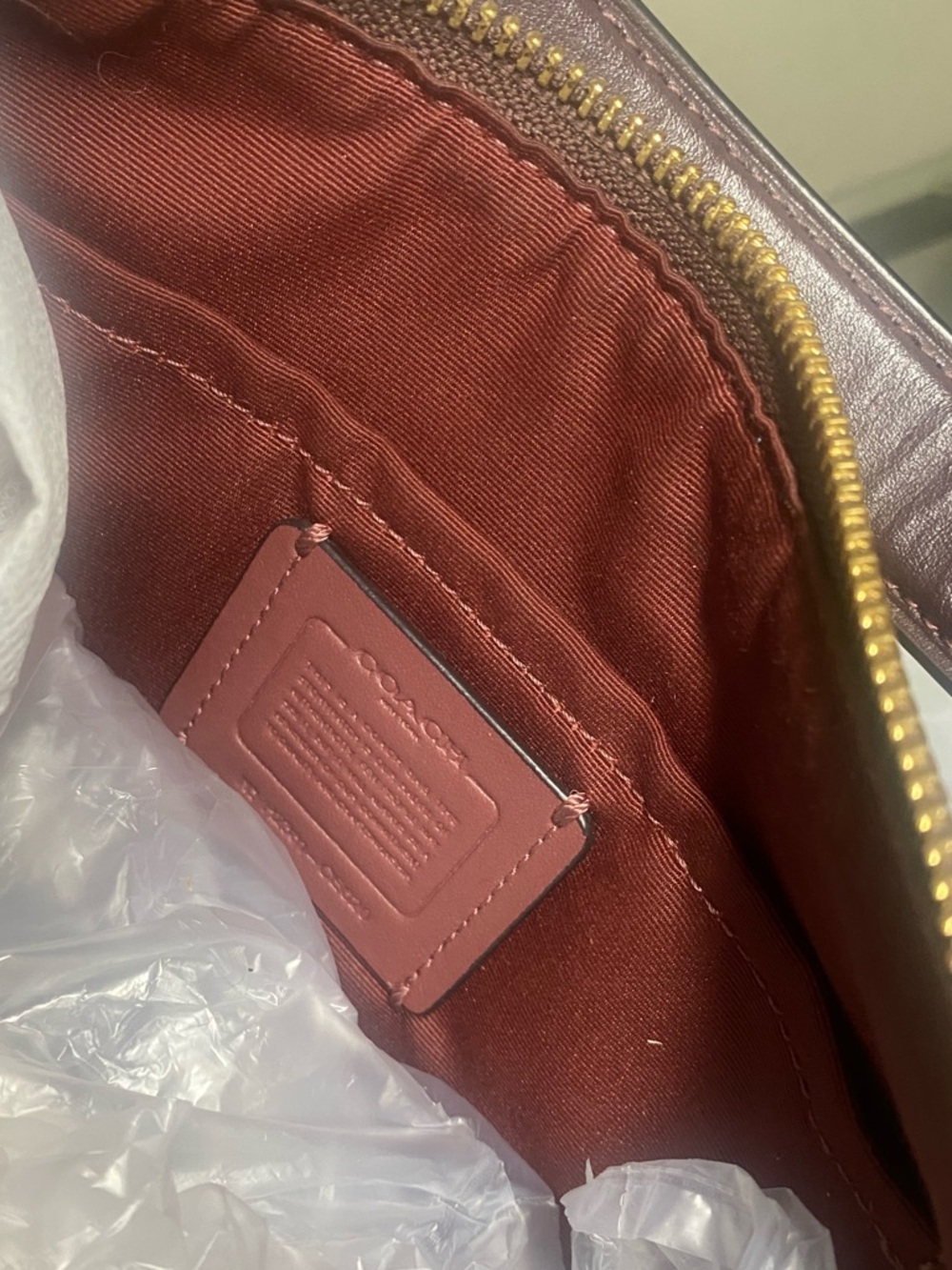 Coach Signature Crescent Shoulder Bag in Burgundy and Dark Brown - Picture 5 of 5